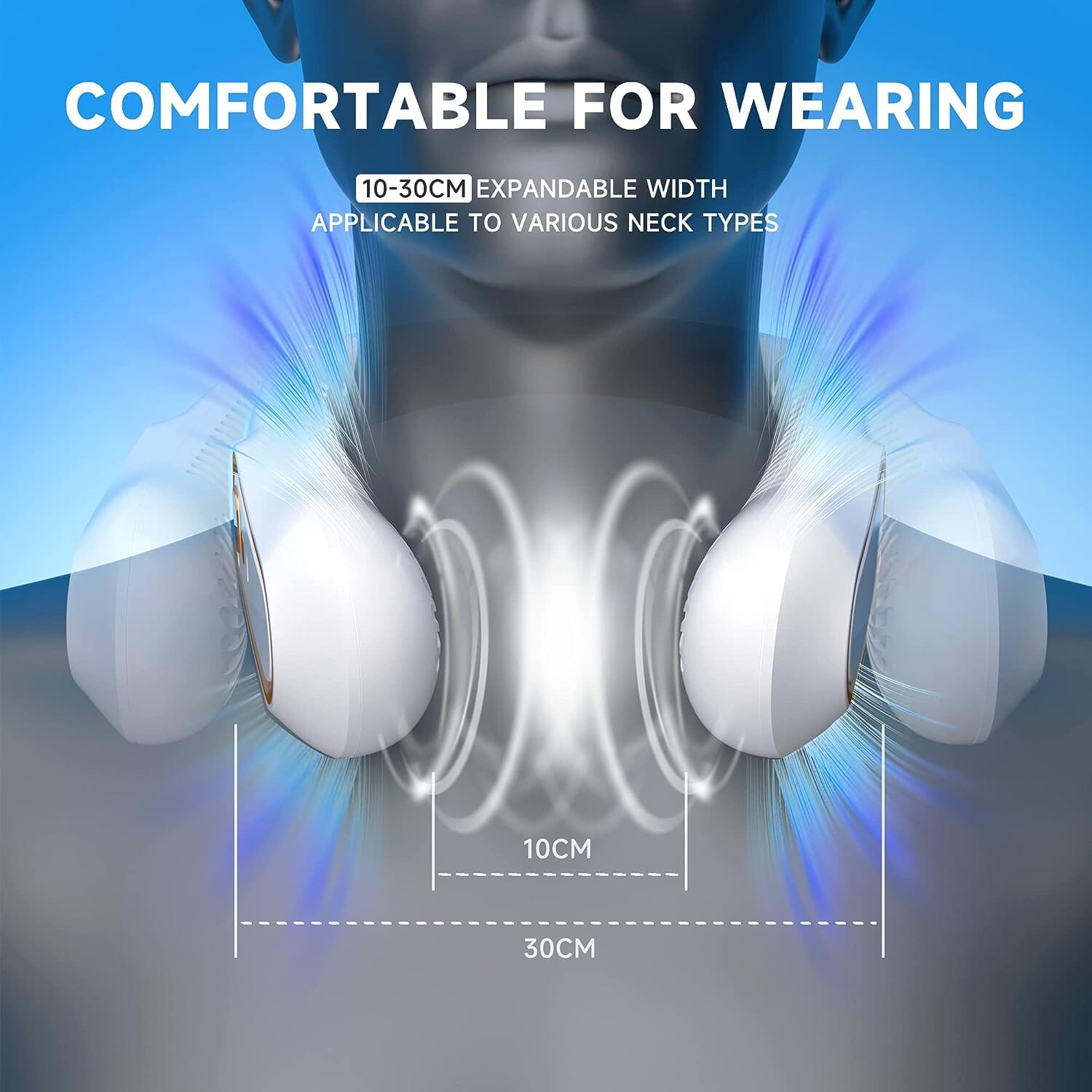 5 Speeds Adjustable USB Rechargeable Battery Powered Personal Neck Fan
