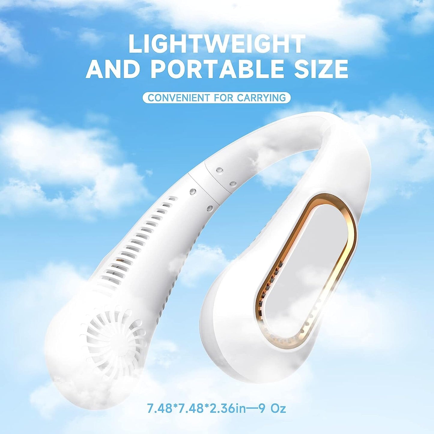 5 Speeds Adjustable USB Rechargeable Battery Powered Personal Neck Fan