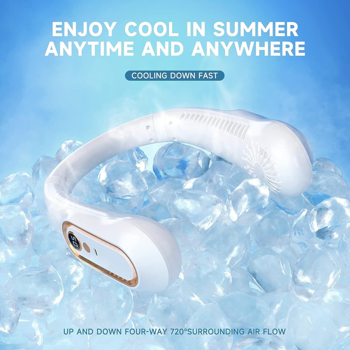 5 Speeds Adjustable USB Rechargeable Battery Powered Personal Neck Fan