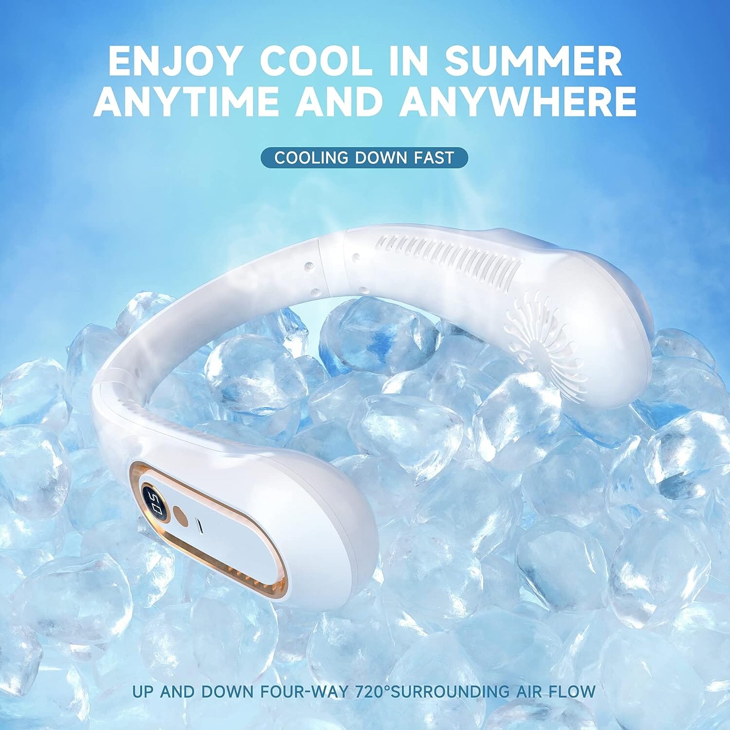 5 Speeds Adjustable USB Rechargeable Battery Powered Personal Neck Fan