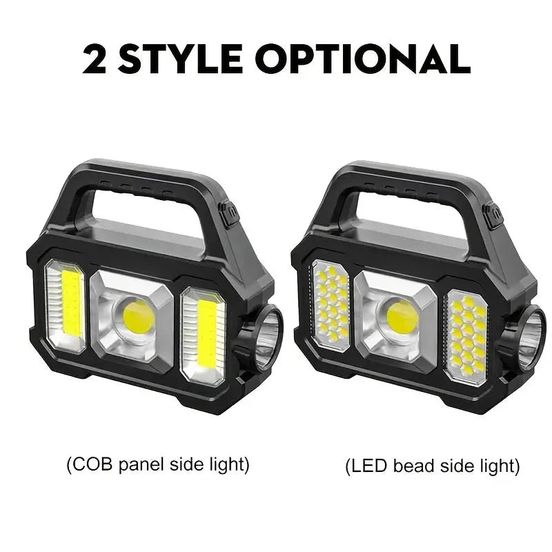 Solar Portable Flashlight & Handheld Searchlight with Side Lights