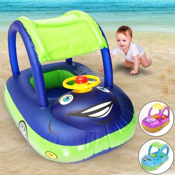 Summer Steering Wheel Sunshade Swim Ring Car Inflatable Baby Float Seat Boat